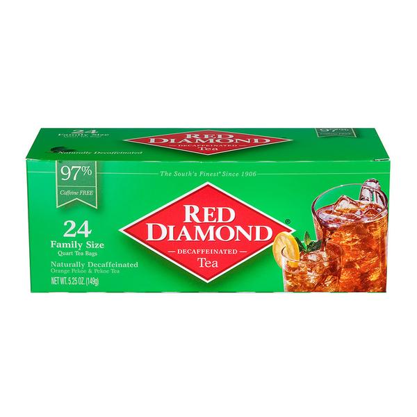 Red Diamond Decaffeinated Iced Tea Bags Quart Size 24 ct